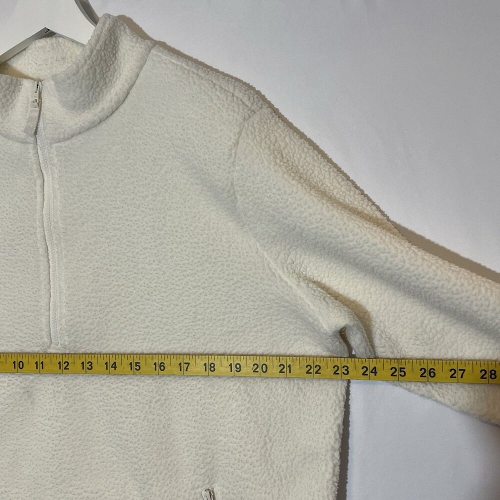 T by Talbots Women’s Fleece Pullover Size 1X Petite Ivory Half Zip Sherpa Jacket - Picture 6 of 10